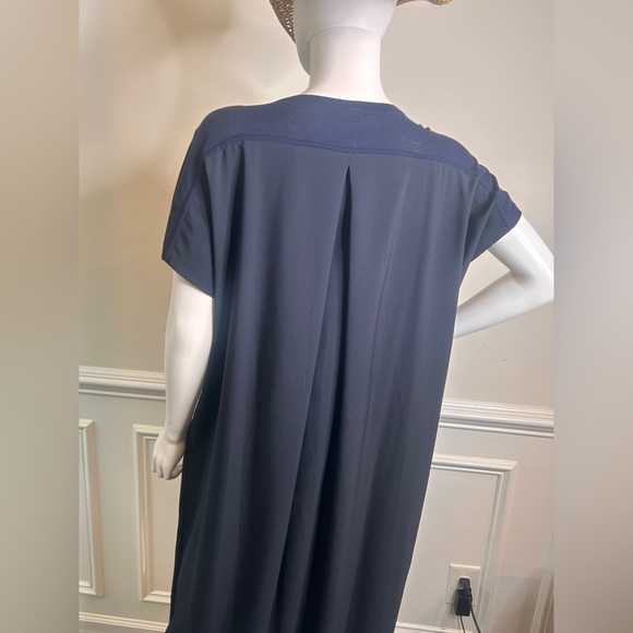 Women’s Lafayette 148 Crew Neck Midi Length Dress, Navy Blue, Size Large, - Picture 8 of 15
